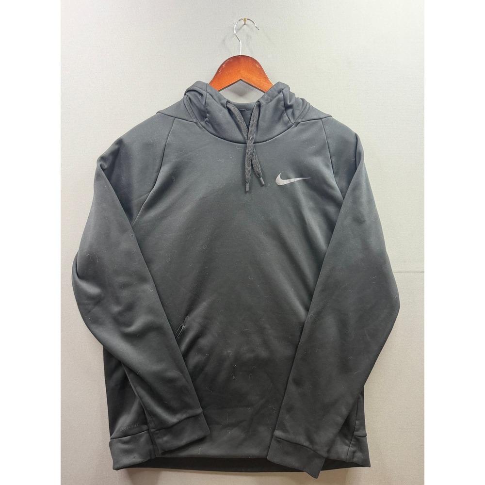 Nike Hoodie Mens Black Therma-FIT Dri-FIT‎ Pullover Sweatshirt L